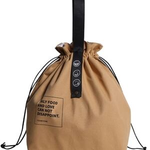 Canvas Drawstring Insulated Lunch Bag, Tan Color